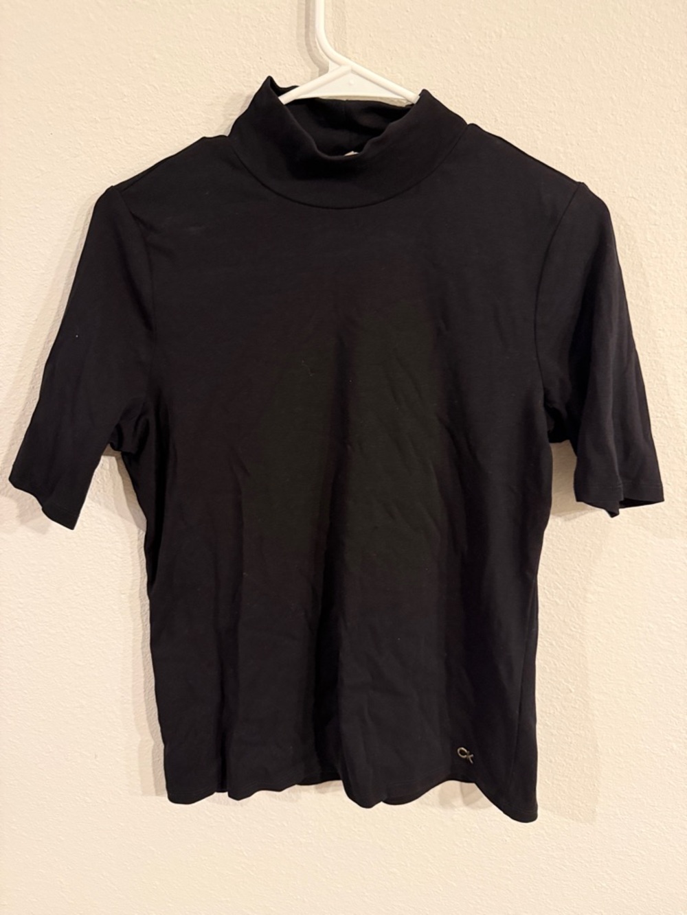 Calvin Klein Black Ribbed Mock Neck Top